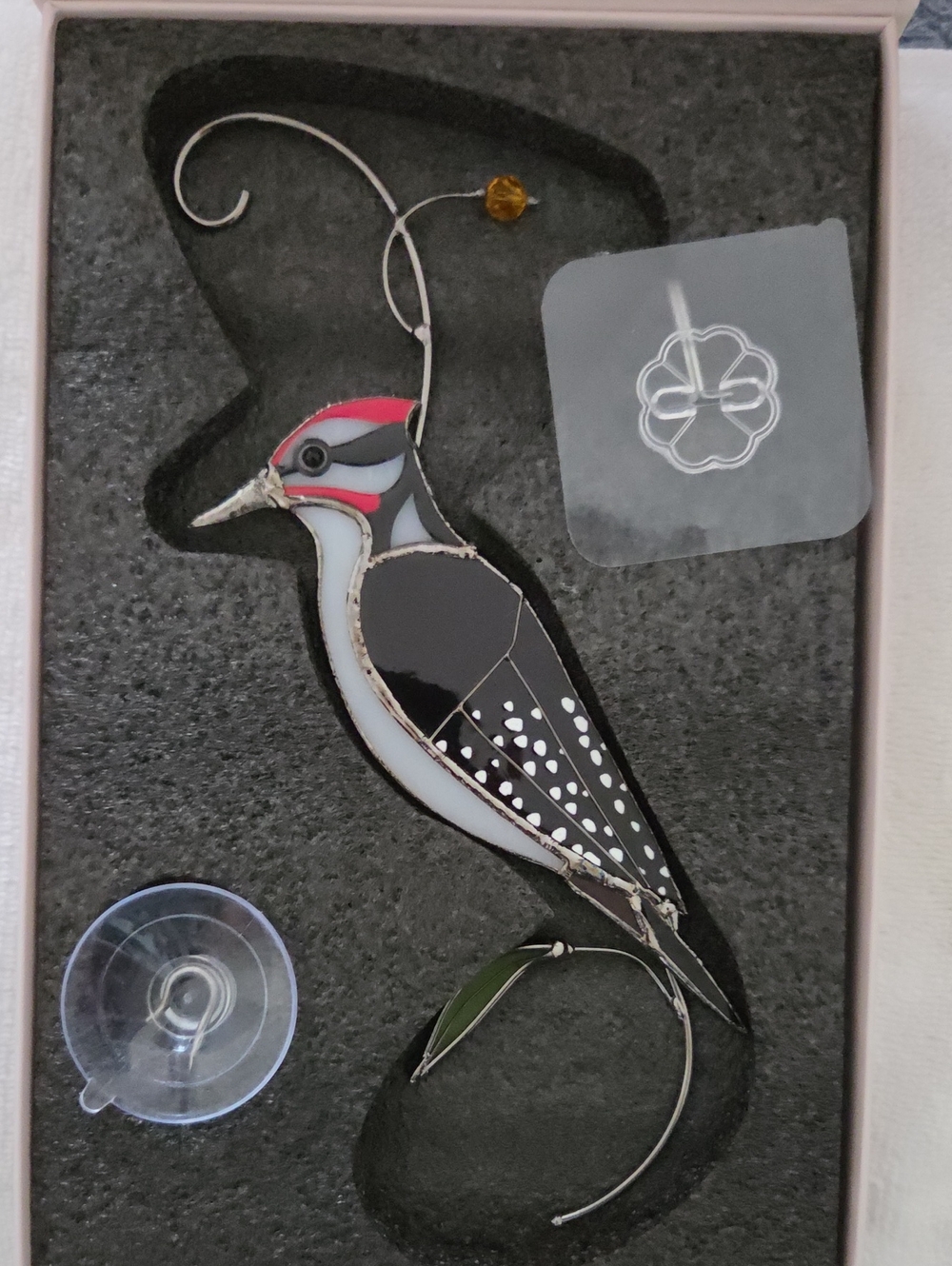 AUROAURA Handmade Crafts Floral Box - Bird Motif Glass Made W/Hanging Hooks